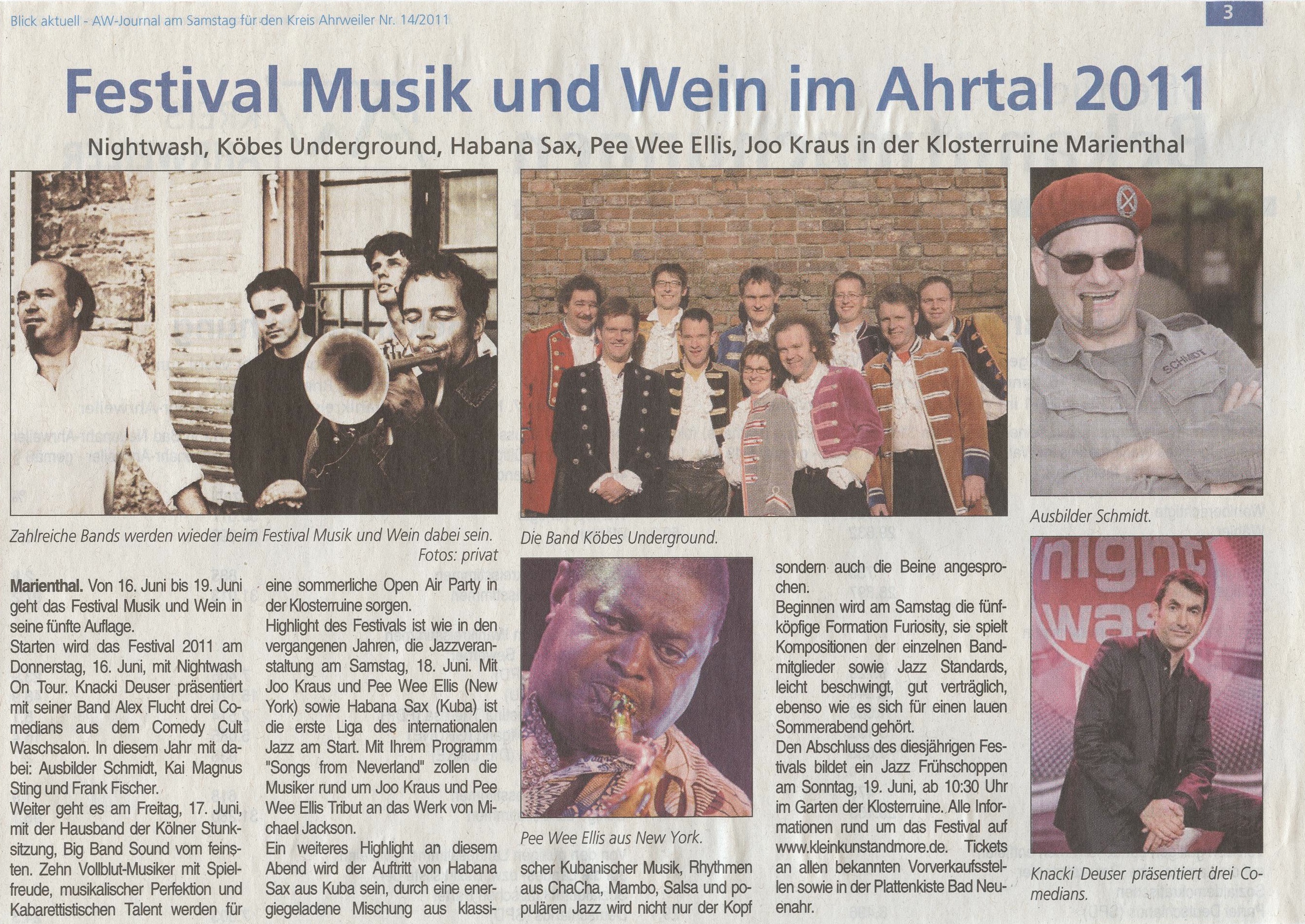 Festival Musik und Wein in der Klosterruine Marienthal 2011 Vorberichte